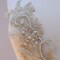 Beige Lace Applique Pair Sequin Beaded Alencon Style Bridal Costume Embellishment